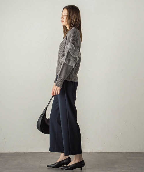 【セール】チュールドッキングピーチヤーンニットプルオーバー≪手洗い可能≫（ニット/セーター）｜ketty（ケティ）