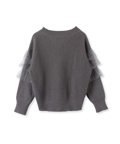 【セール】チュールドッキングピーチヤーンニットプルオーバー≪手洗い可能≫（ニット/セーター）｜ketty（ケティ）