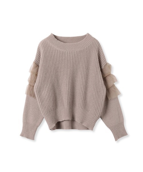 【セール】チュールドッキングピーチヤーンニットプルオーバー≪手洗い可能≫（ニット/セーター）｜ketty（ケティ）