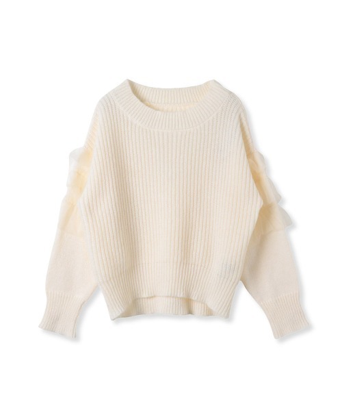 【セール】チュールドッキングピーチヤーンニットプルオーバー≪手洗い可能≫（ニット/セーター）｜ketty（ケティ）