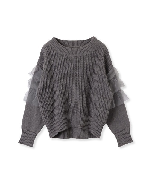 【セール】チュールドッキングピーチヤーンニットプルオーバー≪手洗い可能≫（ニット/セーター）｜ketty（ケティ）