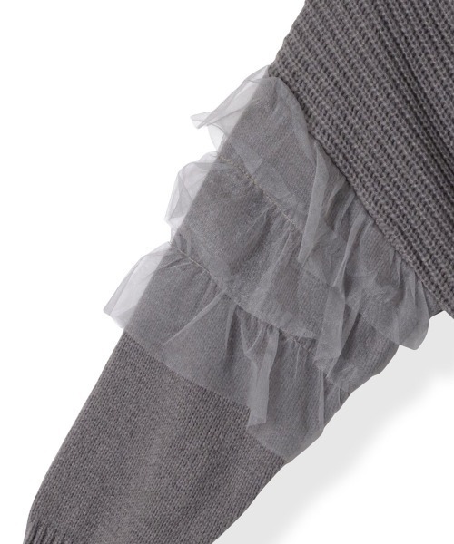 【セール】チュールドッキングピーチヤーンニットプルオーバー≪手洗い可能≫（ニット/セーター）｜ketty（ケティ）