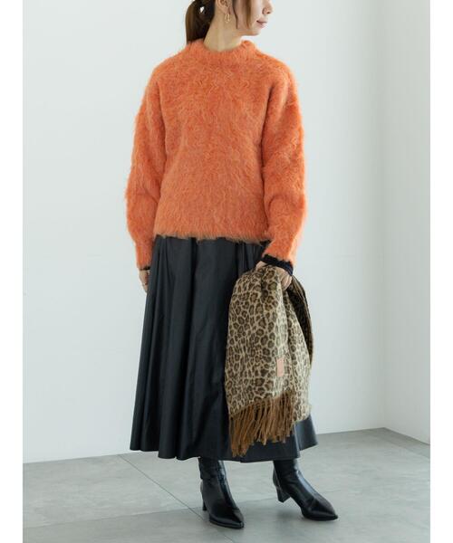 Te chichi（テチチ）の「ブラッシュドヤーンニット（ニット/セーター・レディース・オレンジ/ベージュ/チャコールグレー・F）」の5枚目の写真