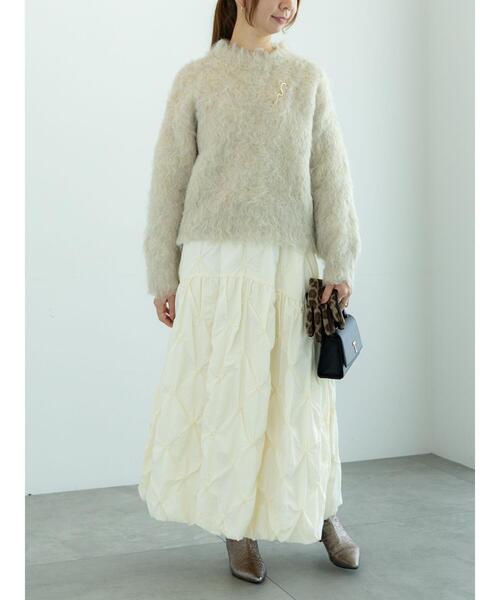 Te chichi（テチチ）の「ブラッシュドヤーンニット（ニット/セーター・レディース・オレンジ/ベージュ/チャコールグレー・F）」の7枚目の写真