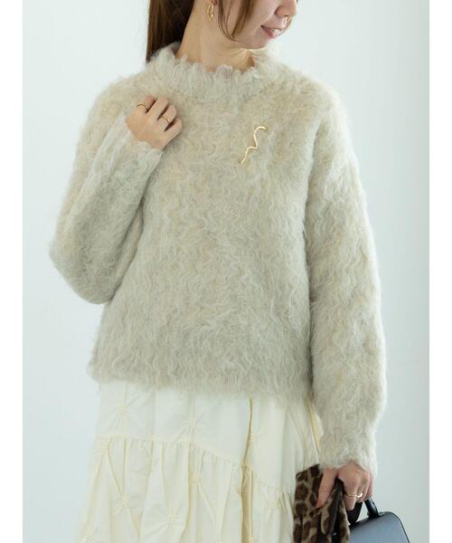 Te chichi（テチチ）の「ブラッシュドヤーンニット（ニット/セーター・レディース・オレンジ/ベージュ/チャコールグレー・F）」の9枚目の写真