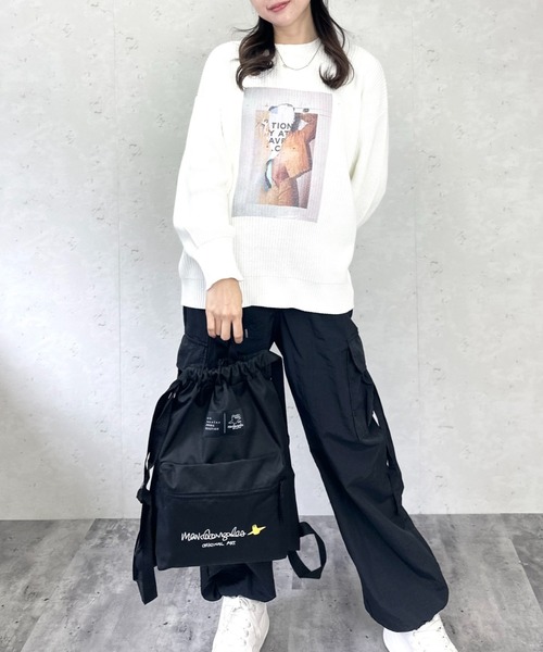 Mark Gonzales（マーク・ゴンザレス）の「MARK GONZALES ART WORK /【web限定】マークゴンザレス　ポリエステルナイロン ロゴ刺繍ナップザック（バックパック/リュック・メンズ・ブラック・FREE）」の11枚目の写真