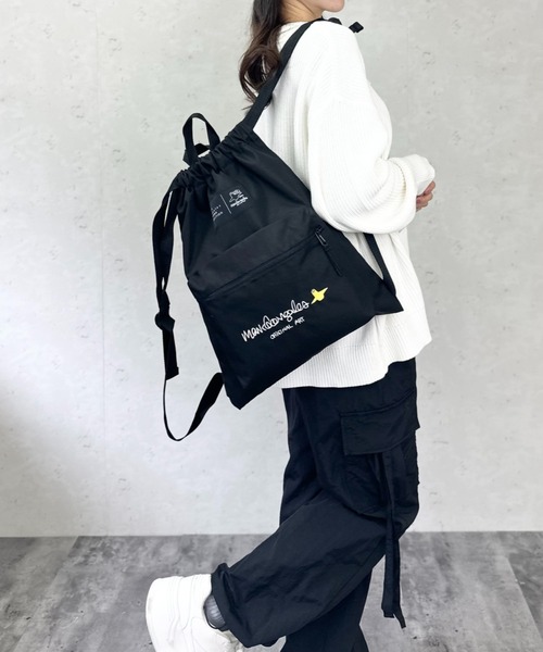 Mark Gonzales（マーク・ゴンザレス）の「MARK GONZALES ART WORK /【web限定】マークゴンザレス　ポリエステルナイロン ロゴ刺繍ナップザック（バックパック/リュック・メンズ・ブラック・FREE）」の10枚目の写真