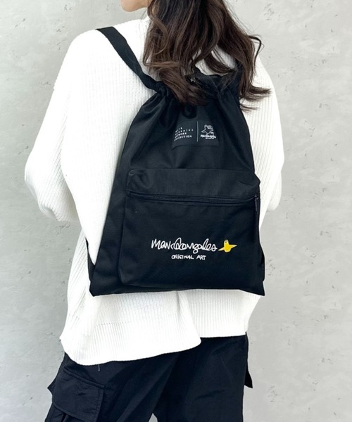 Mark Gonzales（マーク・ゴンザレス）の「MARK GONZALES ART WORK /【web限定】マークゴンザレス　ポリエステルナイロン ロゴ刺繍ナップザック（バックパック/リュック・メンズ・ブラック・FREE）」の8枚目の写真