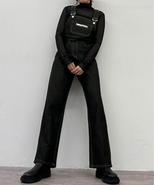 kirakiraShop（キラキラショップ）の「サスペンダー風 デニム セットアップ（サロペット/オーバーオール・レディース・ブラック・S/M）」の13枚目の写真