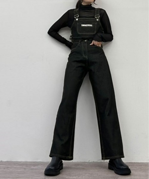 kirakiraShop（キラキラショップ）の「サスペンダー風 デニム セットアップ（サロペット/オーバーオール・レディース・ブラック・S/M）」の15枚目の写真