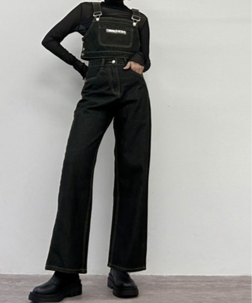 kirakiraShop（キラキラショップ）の「サスペンダー風 デニム セットアップ（サロペット/オーバーオール・レディース・ブラック・S/M）」の16枚目の写真