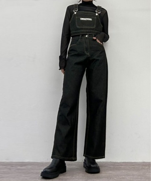 kirakiraShop（キラキラショップ）の「サスペンダー風 デニム セットアップ（サロペット/オーバーオール・レディース・ブラック・S/M）」の18枚目の写真