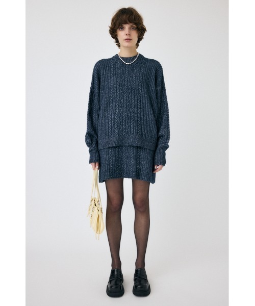 MOUSSY（マウジー）の「RIB CABLE ニットトップス（ニット/セーター・レディース・ブラック/アイボリー/ライトブルー・FREE）」の7枚目の写真