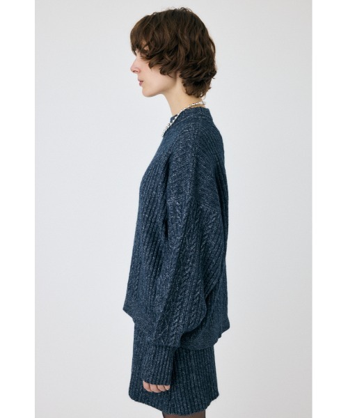 MOUSSY（マウジー）の「RIB CABLE ニットトップス（ニット/セーター・レディース・ブラック/アイボリー/ライトブルー・FREE）」の11枚目の写真