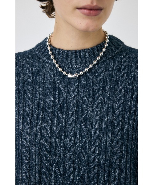 MOUSSY（マウジー）の「RIB CABLE ニットトップス（ニット/セーター・レディース・ブラック/アイボリー/ライトブルー・FREE）」の13枚目の写真