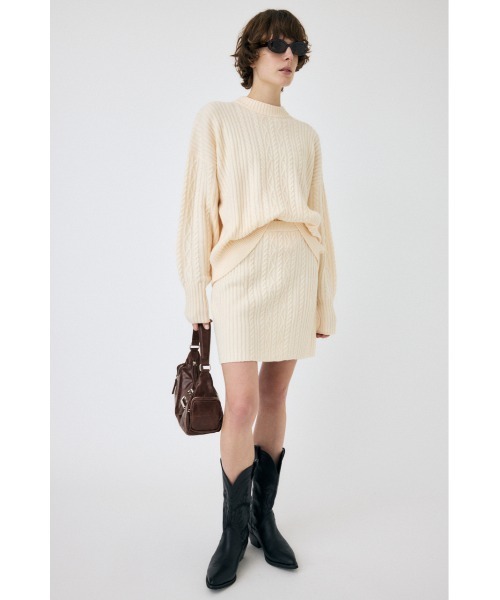 MOUSSY（マウジー）の「RIB CABLE ニットトップス（ニット/セーター・レディース・ブラック/アイボリー/ライトブルー・FREE）」の19枚目の写真