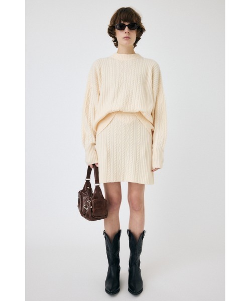 MOUSSY（マウジー）の「RIB CABLE ニットトップス（ニット/セーター・レディース・ブラック/アイボリー/ライトブルー・FREE）」の21枚目の写真