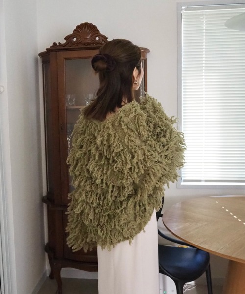 LAULEN（ローレン）の「loop knit v neck knit cardigan /ループ編み Vネック ニット カーディガン（カーディガン/ボレロ・レディース・チャコールグレー/グリーン/アイボリー・FREE）」の9枚目の写真