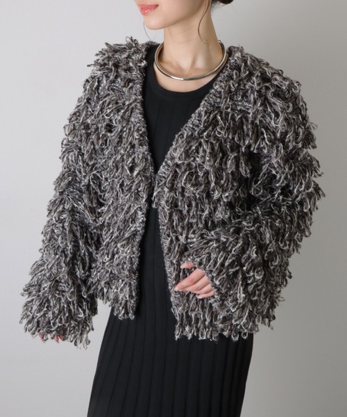 LAULEN（ローレン）の「loop knit v neck knit cardigan /ループ編み Vネック ニット カーディガン（カーディガン/ボレロ・レディース・チャコールグレー/グリーン/アイボリー・FREE）」の14枚目の写真