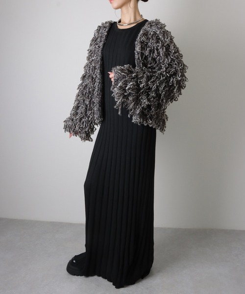 LAULEN（ローレン）の「loop knit v neck knit cardigan /ループ編み Vネック ニット カーディガン（カーディガン/ボレロ・レディース・チャコールグレー/グリーン/アイボリー・FREE）」の16枚目の写真