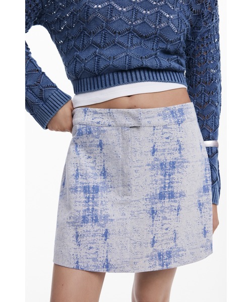 Desigual(デシグアル)の「チェッカーボードプリントミニスカート ライトブルー タイト(デニムスカート・レディース・ブルー・XS/S/M/XL/L)」の5枚目の写真