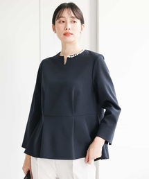 MK MICHEL KLEIN | パール調デザインブラウス/制菌加工/洗える(シャツ/ブラウス)