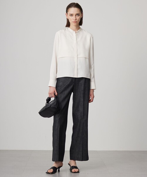 洗える】 コットンリアクティブデニム ワイドストレートパンツ