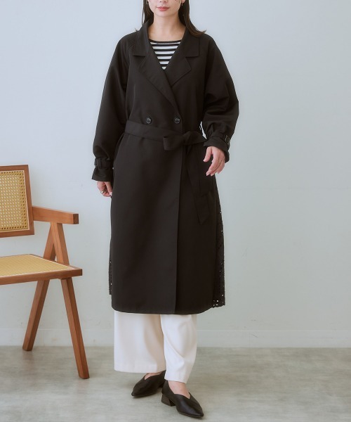 nissen（ニッセン）の「バックパンチングレーストレンチコート（トレンチコート・レディース・ブラック/ベージュ・3L/LL/L/M/S）」の12枚目の写真