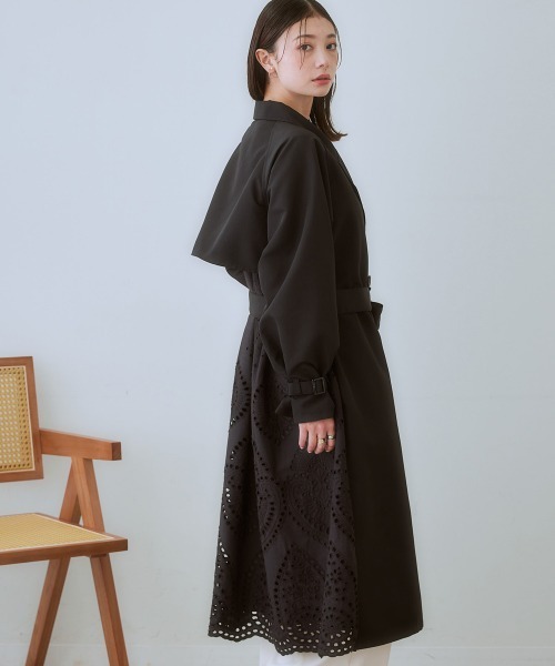 nissen（ニッセン）の「バックパンチングレーストレンチコート（トレンチコート・レディース・ブラック/ベージュ・3L/LL/L/M/S）」の13枚目の写真