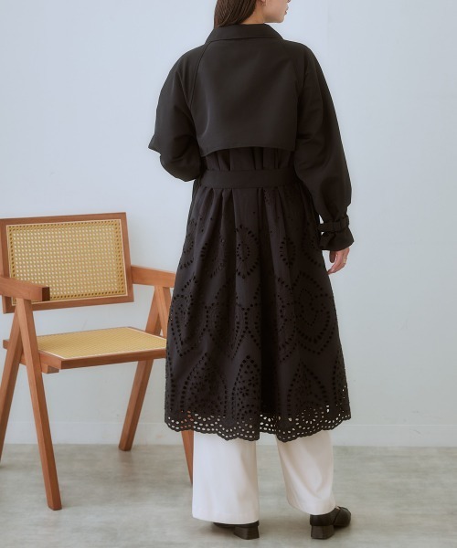 nissen（ニッセン）の「バックパンチングレーストレンチコート（トレンチコート・レディース・ブラック/ベージュ・3L/LL/L/M/S）」の14枚目の写真