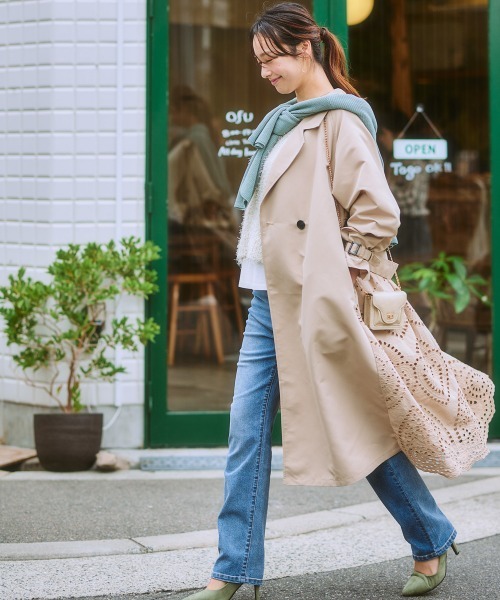 nissen（ニッセン）の「バックパンチングレーストレンチコート（トレンチコート・レディース・ブラック/ベージュ・3L/LL/L/M/S）」の6枚目の写真