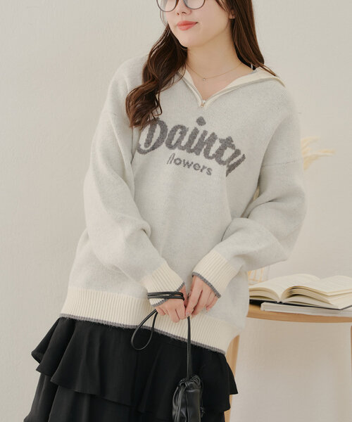 Another Branch olive des olive(アナザーブランチオリーブデオリーブ)の「ハーフZIPロゴニット(ニット/セーター・レディース・オフホワイト/グレー/その他12/ブルー・FREE)」の7枚目の写真