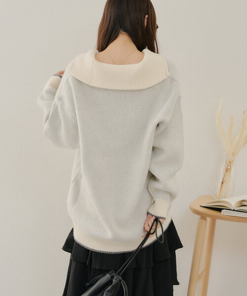 Another Branch olive des olive(アナザーブランチオリーブデオリーブ)の「ハーフZIPロゴニット(ニット/セーター・レディース・オフホワイト/グレー/その他12/ブルー・FREE)」の8枚目の写真