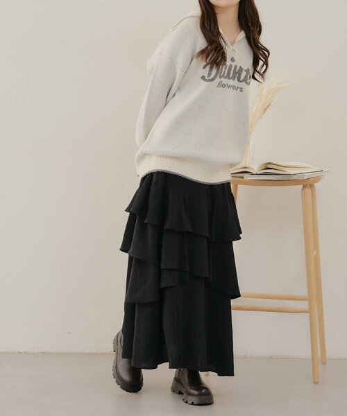 Another Branch olive des olive(アナザーブランチオリーブデオリーブ)の「ハーフZIPロゴニット(ニット/セーター・レディース・オフホワイト/グレー/その他12/ブルー・FREE)」の9枚目の写真