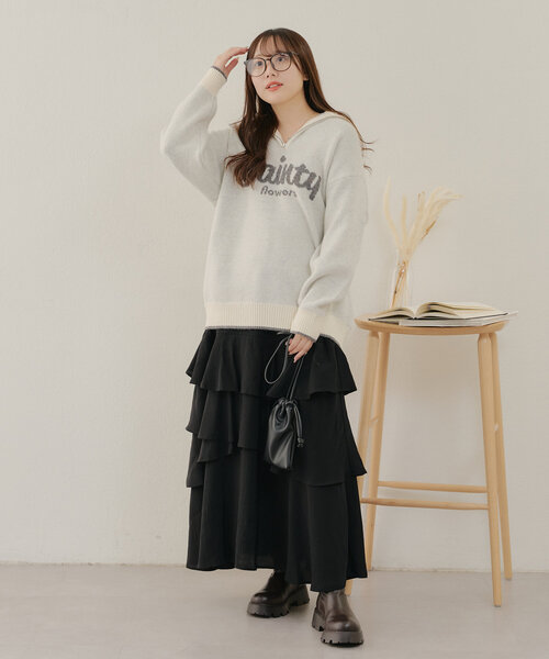 Another Branch olive des olive(アナザーブランチオリーブデオリーブ)の「ハーフZIPロゴニット(ニット/セーター・レディース・オフホワイト/グレー/その他12/ブルー・FREE)」の10枚目の写真