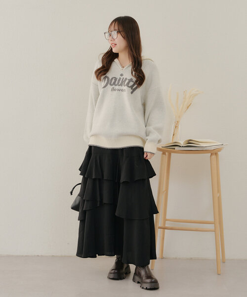 Another Branch olive des olive(アナザーブランチオリーブデオリーブ)の「ハーフZIPロゴニット(ニット/セーター・レディース・オフホワイト/グレー/その他12/ブルー・FREE)」の12枚目の写真