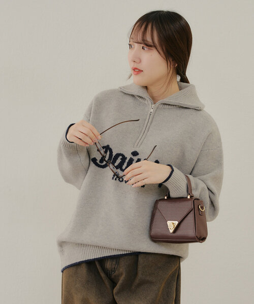Another Branch olive des olive(アナザーブランチオリーブデオリーブ)の「ハーフZIPロゴニット(ニット/セーター・レディース・オフホワイト/グレー/その他12/ブルー・FREE)」の14枚目の写真