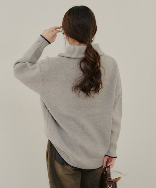 Another Branch olive des olive(アナザーブランチオリーブデオリーブ)の「ハーフZIPロゴニット(ニット/セーター・レディース・オフホワイト/グレー/その他12/ブルー・FREE)」の16枚目の写真