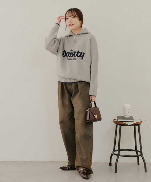 Another Branch olive des olive(アナザーブランチオリーブデオリーブ)の「ハーフZIPロゴニット(ニット/セーター・レディース・オフホワイト/グレー/その他12/ブルー・FREE)」の17枚目の写真