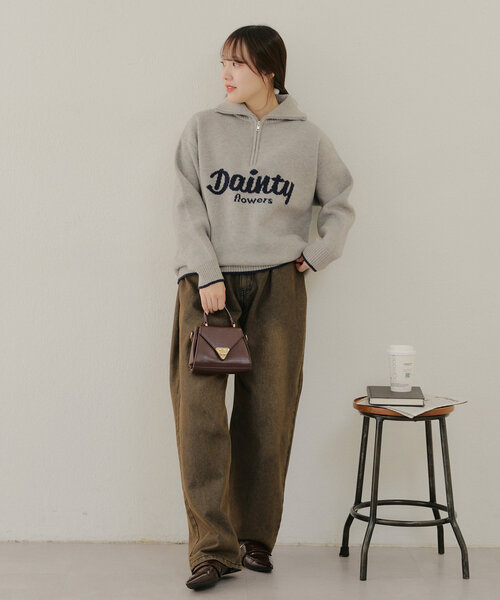 Another Branch olive des olive(アナザーブランチオリーブデオリーブ)の「ハーフZIPロゴニット(ニット/セーター・レディース・オフホワイト/グレー/その他12/ブルー・FREE)」の19枚目の写真