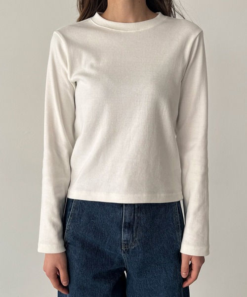 CANAL JEAN（キャナルジーン）の「HARING　クルーBASICロングTシャツ（Tシャツ/カットソー・レディース・ホワイト/ネイビー×ホワイト/グレー・ONE SIZE）」の13枚目の写真