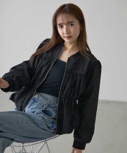 &. NOSTALGIA（アンドドットノスタルジア）の「【ZOZO限定】ふくれジャガードバルーンブルゾン（ブルゾン・レディース・アイボリー/ブラック・M）」の20枚目の写真