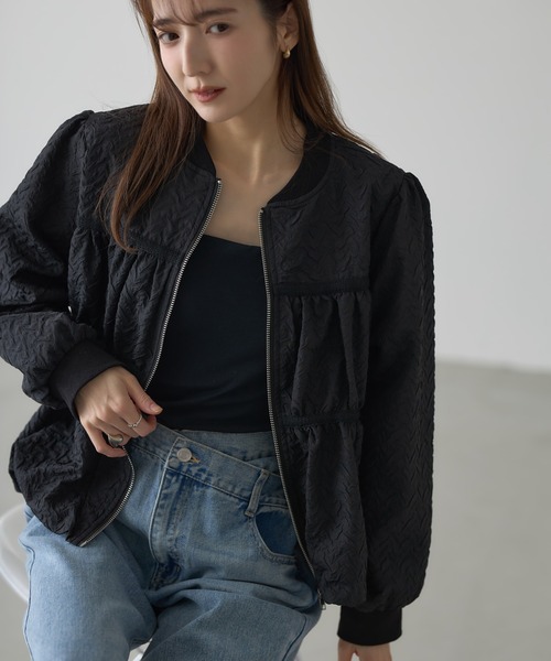 &. NOSTALGIA（アンドドットノスタルジア）の「【ZOZO限定】ふくれジャガードバルーンブルゾン（ブルゾン・レディース・アイボリー/ブラック・M）」の21枚目の写真