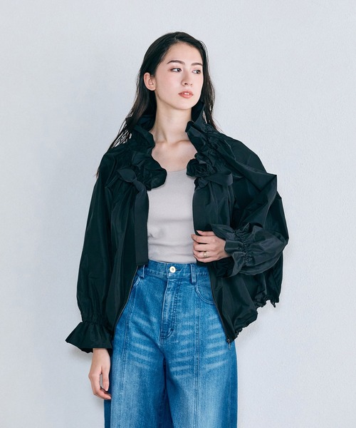 Audie a Muses(オーディアミューズ)の「メモリージップアップブラウス(シャツ/ブラウス・レディース・ブルー/オフホワイト/ブラック・FREE)」の14枚目の写真