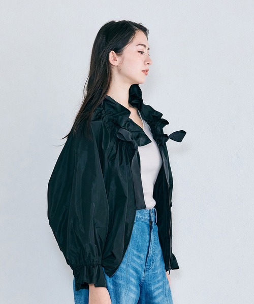 Audie a Muses(オーディアミューズ)の「メモリージップアップブラウス(シャツ/ブラウス・レディース・ブルー/オフホワイト/ブラック・FREE)」の15枚目の写真