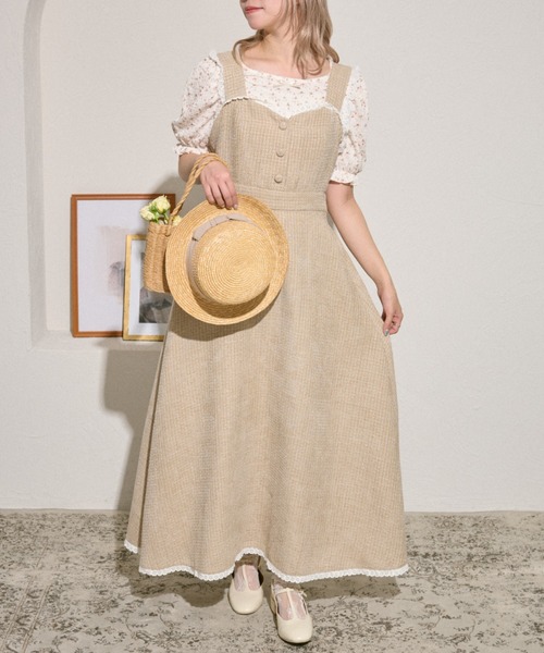 kutir（クティール）の「【クティールとレトロ】セットアップ着用可　ツイードレースジャンパースカート/ワンピース（ジャンパースカート・レディース・ベージュ/グレー/アイボリー・LARGE/MEDIUM/SMALL）」の15枚目の写真