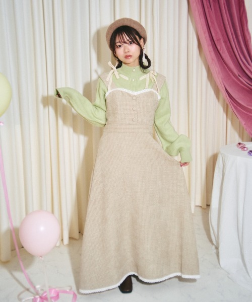 kutir（クティール）の「【クティールとレトロ】セットアップ着用可　ツイードレースジャンパースカート/ワンピース（ジャンパースカート・レディース・ベージュ/グレー/アイボリー・LARGE/MEDIUM/SMALL）」の20枚目の写真