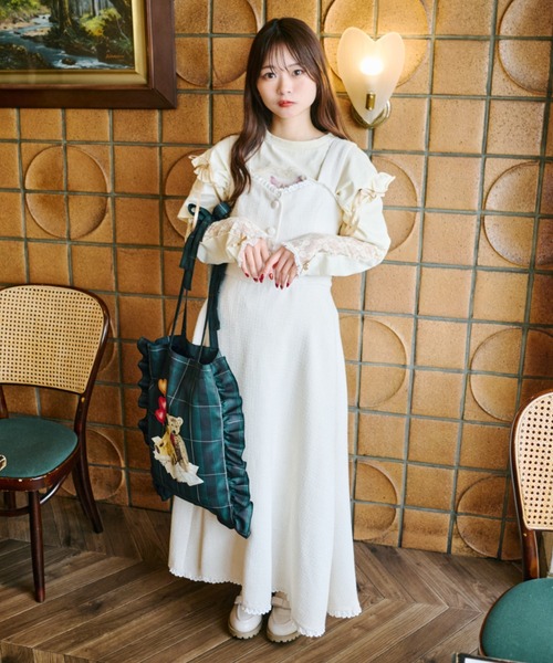 kutir（クティール）の「【クティールとレトロ】セットアップ着用可　ツイードレースジャンパースカート/ワンピース（ジャンパースカート・レディース・ベージュ/グレー/アイボリー・LARGE/MEDIUM/SMALL）」の19枚目の写真