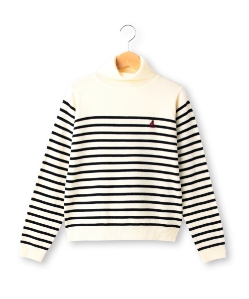 THE EMPORIUM（ジエンポリアム）の「ストレッチハイゲージタートルニット（ニット/セーター・レディース・グレー系1/グレー/ブルー/ホワイト・38/40）」の4枚目の写真