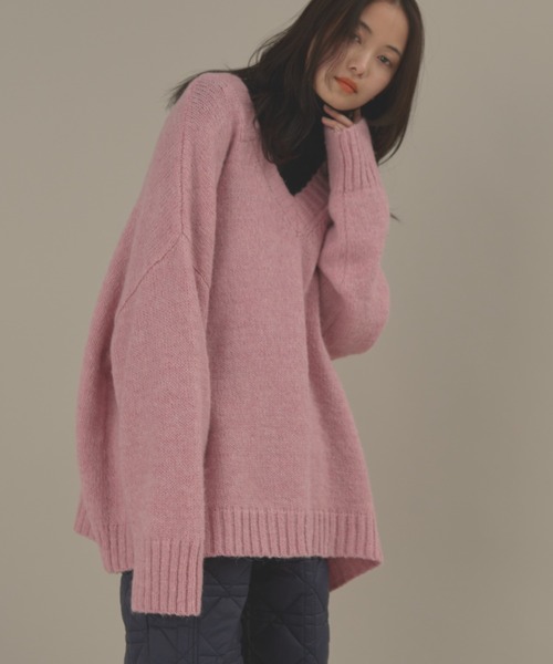 オーバーサイズVネックニット(ニット/セーター)|MERLOT(メルロー) オーバーサイズVネックニット(ニット/セーター)|MERLOT(メルロー)